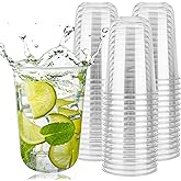 Xuelimei 16oz Disposable Stemless Glasses,PET Disposable Drinking Cups,Cold Party Clear Plastic Wine Glasses for Parties Birthday,Wedding,Meeting,Christmas Party Supplies. (50)