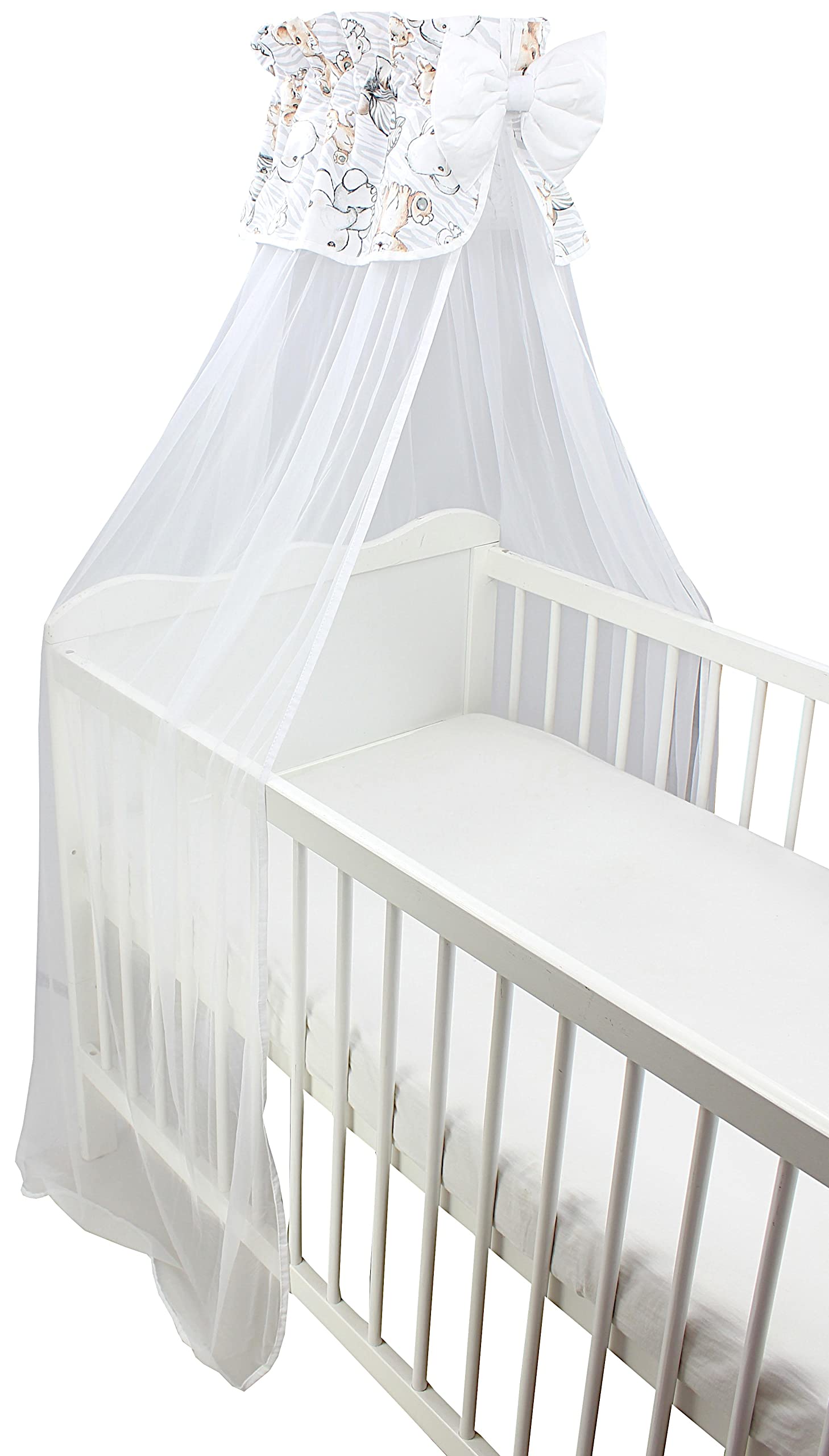 TupTam Baby Cot Canopy with Crown and Bow Chiffon, Safari, ca. 170x240 cm