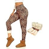 Thermal Thick Fleece Lined Leggings -High Waisted Warm Winter Yoga Pants for Women Running Workout Leggings Leopard