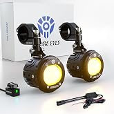 Future Eyes F20P LED Motorcycle Fog Lights Auxiliary Lights Driving Lights | 2.8 Inch, White &amp; Amber High/Low Beam, Strobe &amp; DRL, 6+ Modes, IP67 Waterproof, Plug-and-Play for Motorcycles, ATV, UTV
