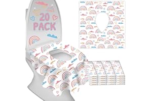 DEEKI Disposable Toilet Seat Covers for Kids & Adults,Protect from Public Toilets While Potty Training or Travel - Extra Large, Waterproof, Portable -Pink Rainbow (20pack）