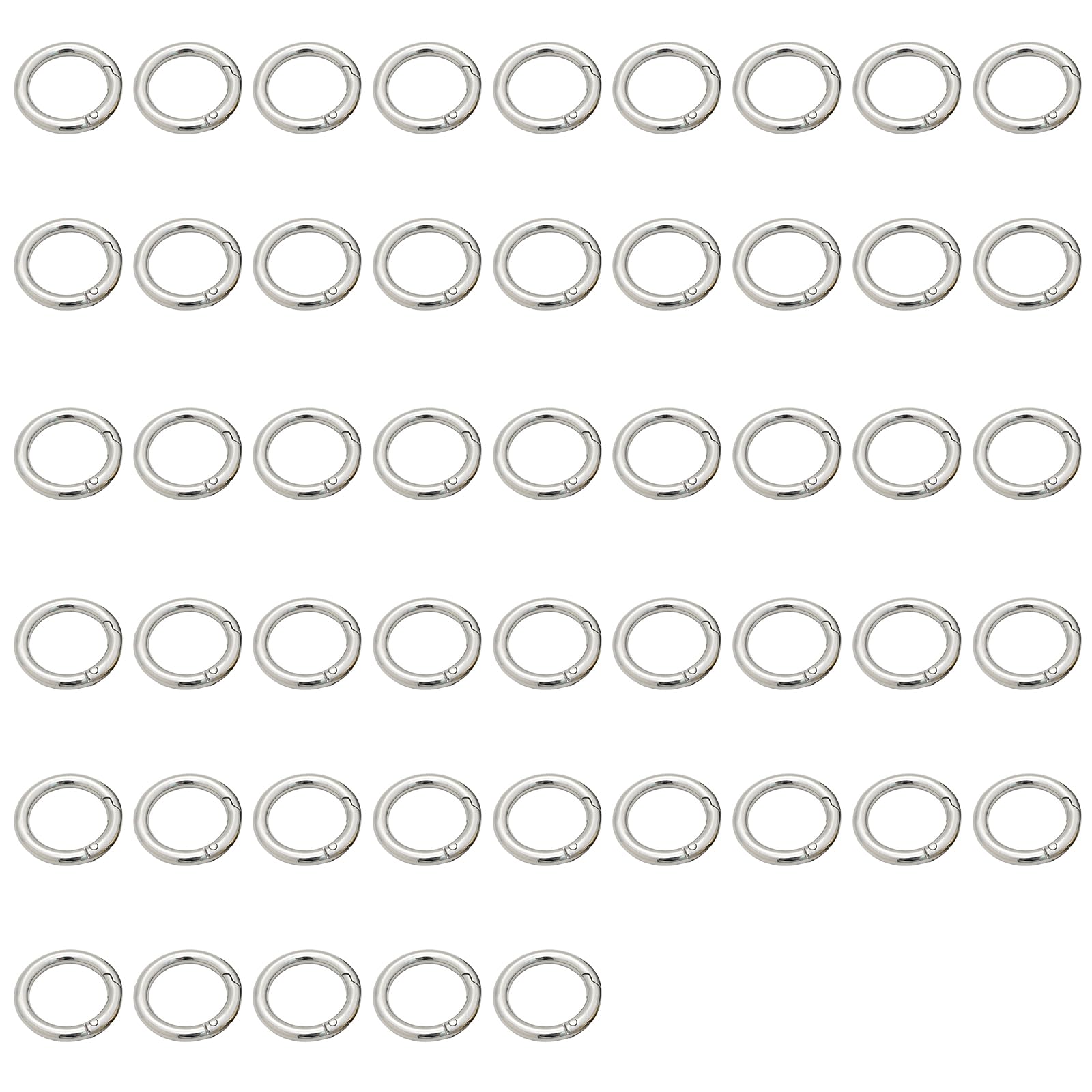 50 Pcs Spring O Rings, Zinc Alloy Round Carabiner Snap, Metal Spring Snap Clips Buckles for DIY Craft, Keyring, OD 28 mm, Silver