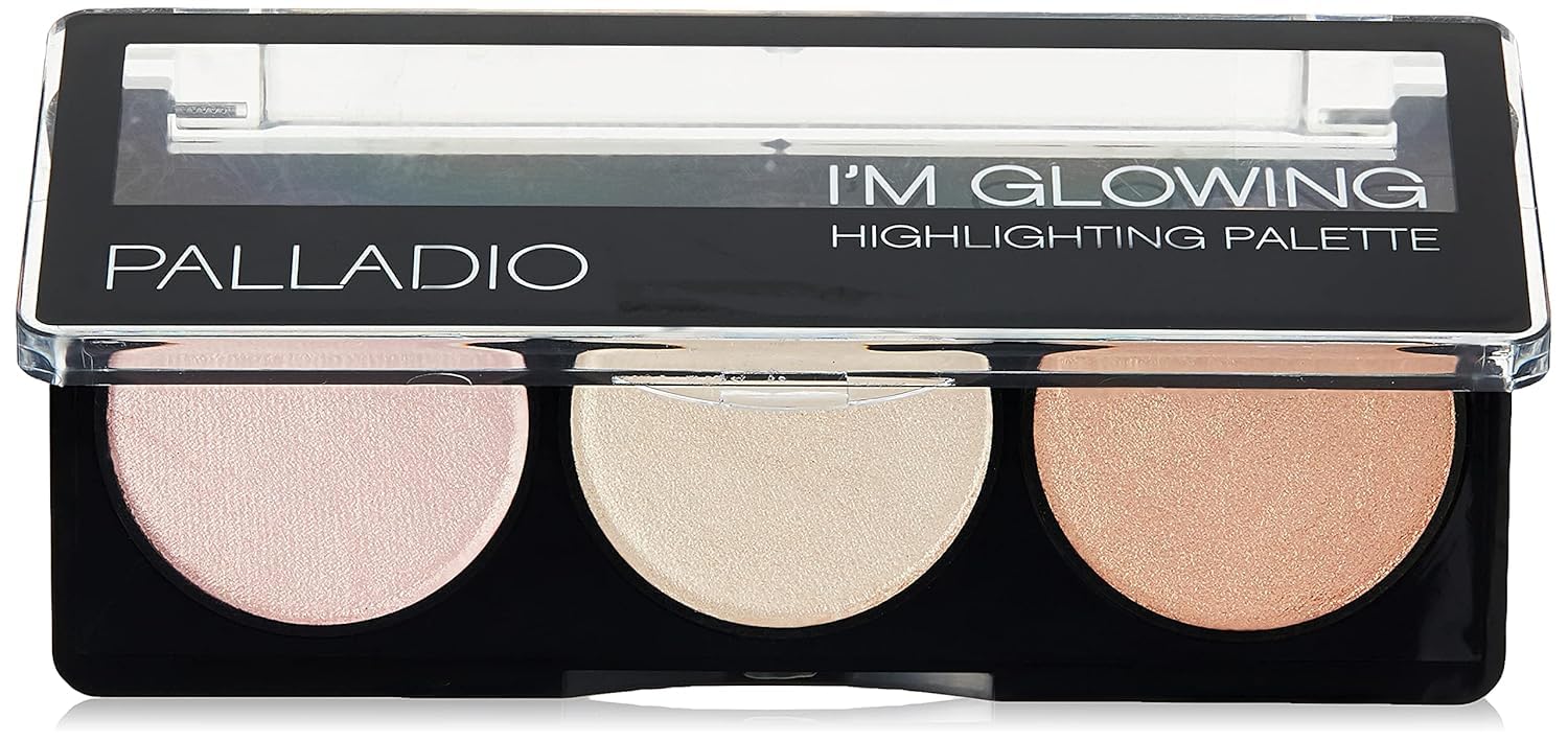 Palladio I'm Glowing Illuminating Highlighting Palette, Glow Bronzer Powder Makeup Set, High Pigmented Shimmery Colors