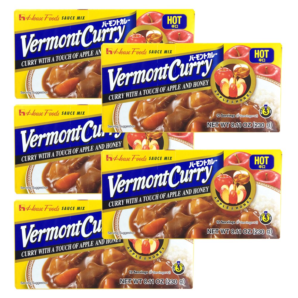 Photo 1 of [ 5 Packs ] House Foods Vermont Curry Hot 8.11 Oz (230g)