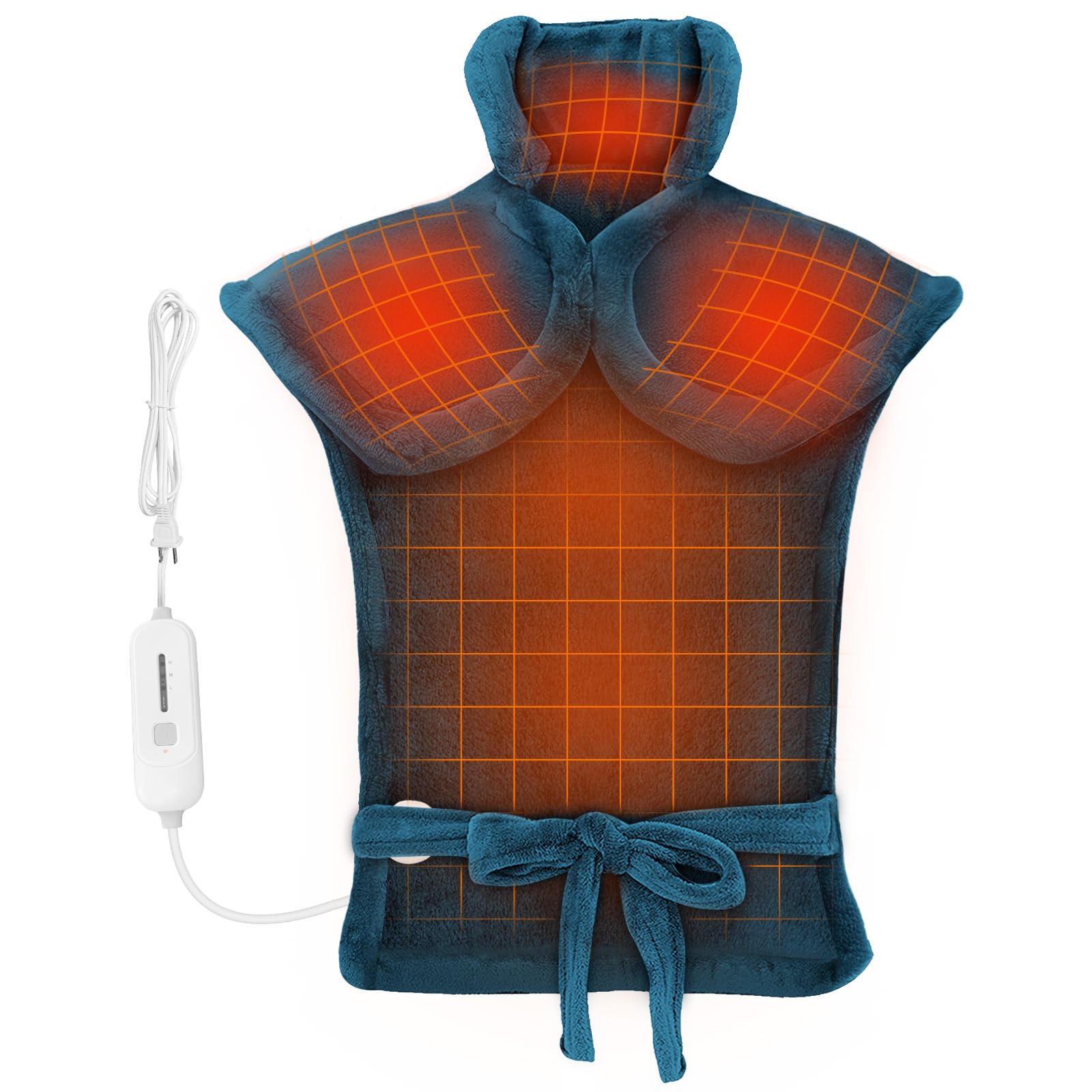 Photo 1 of COMFIER Heating Pad for Back, Electric Large Heating pad for Neck and Shoulders,Fast Heated Wrap, Auto Shut Off & 3 Heat Settings,Wearable Wrap Around Heat Pads for Full Body,Washable,Blue