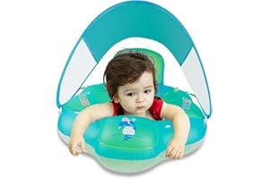 Myir JUN Baby Float with Canopy, Inflatable Baby Pool Float Toddler Float Children Float for Pool Swim Trainer Toddler Swim Float (Blue, M,Float with Canopy)