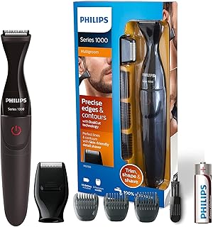Aparador de Pelos Multigroom Series 1000, 1 velocidade, Preto, à pilha- Philips