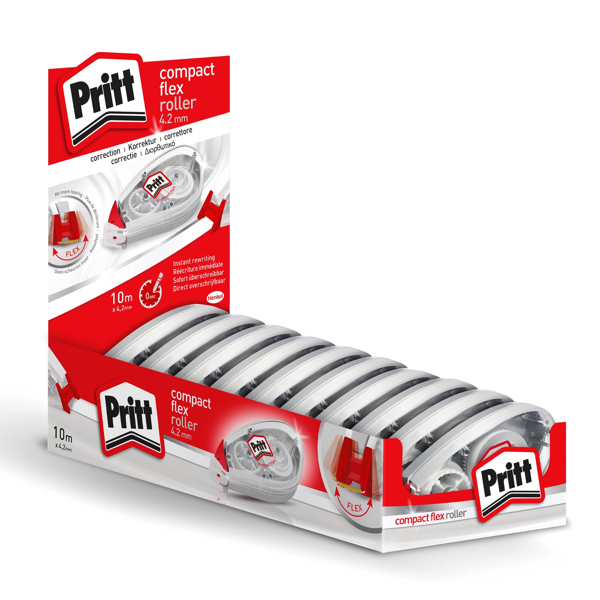 Pritt 9H PCK4K Correction Roller Compact Flex 4.2 mm x 10 m Display Pack of 10