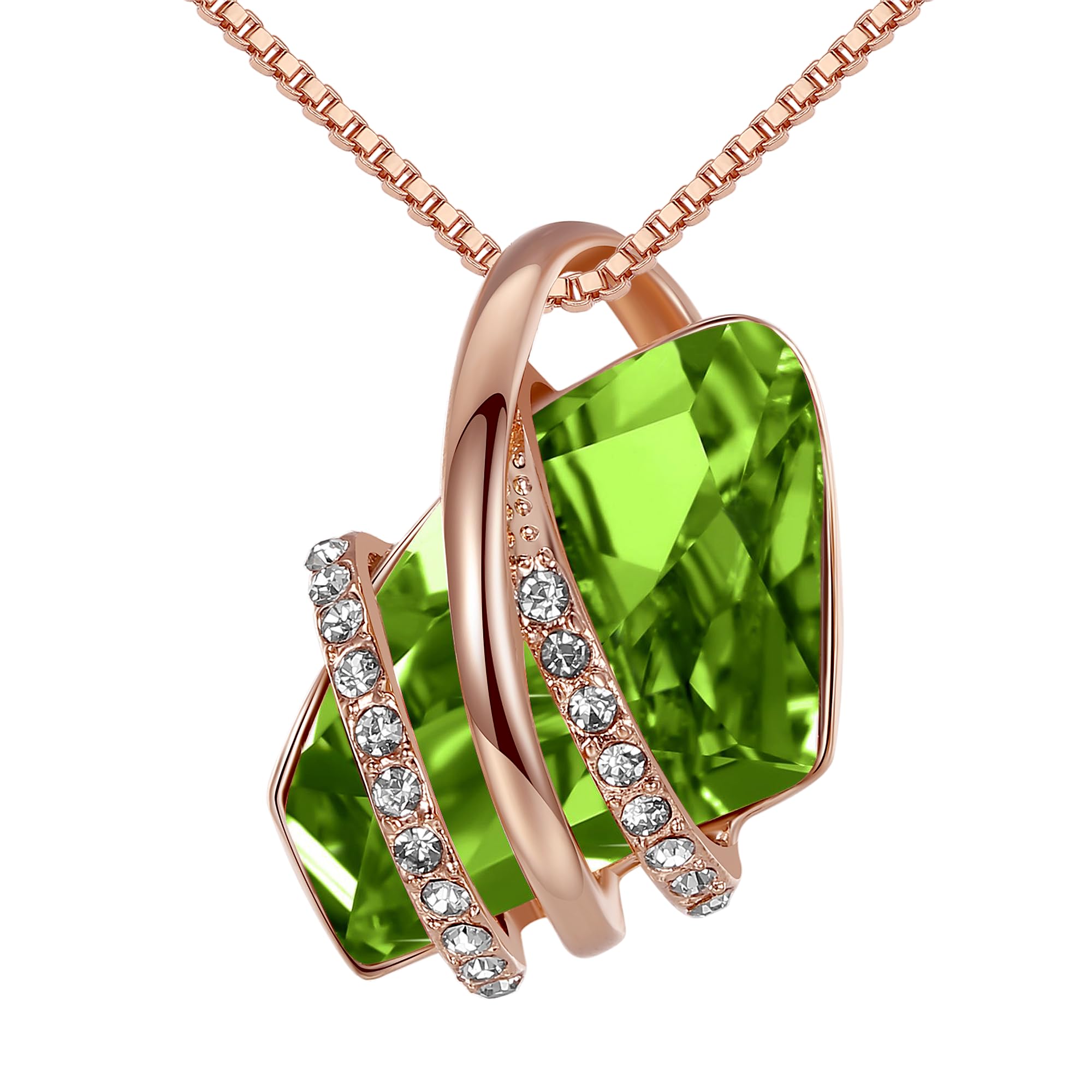 Leafael Valentine's Day Gift Necklace for Women, Wishing Stone Birthstone Crystal Pendant, Allergy-Free Jewellery with Gift Box, Silver-Tone or Rose Gold, For Valentine's Day — image 1