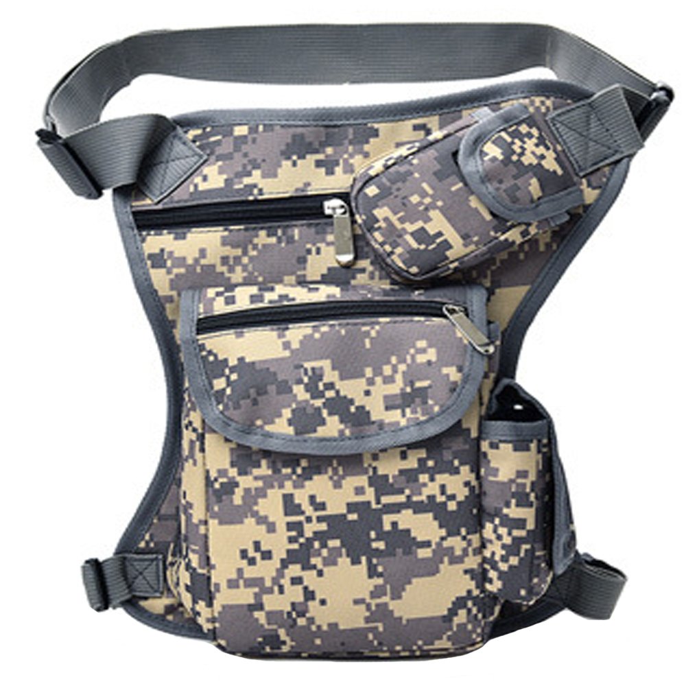 FiveloveTwo Hiking Waistpacks Small Multi-Purpose Drop Waist Leg Bag Military Utility Tactical Hip Molle Pack Sport Camping Hiking Motorcycle Racing Thigh Pouch Camouflage