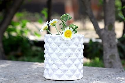 Lyallpur Stores Ceramic Planter Pot Round Shape, Medium (White Color, 13 cm) Plant Not Included
