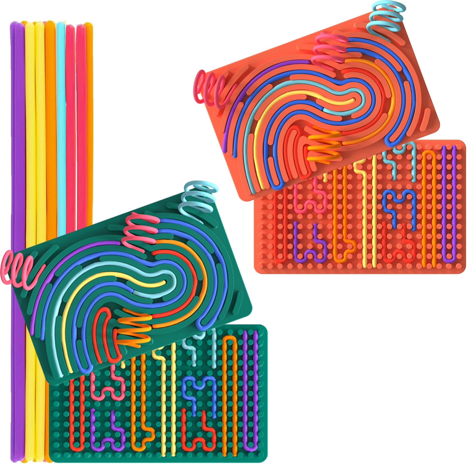 Photo 1 of 2Packs Sensory Activity Board, Silicone Fidget Toy Sensory Fidget Toys for Kids, Silicone Fidget Toy Sensory Fidget Toys for Kids Stocking Stuffers for Adults