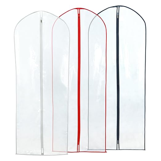 title=Hangerworld- 12 Custodie copriabiti trasparenti, con bordi e finiture in colori