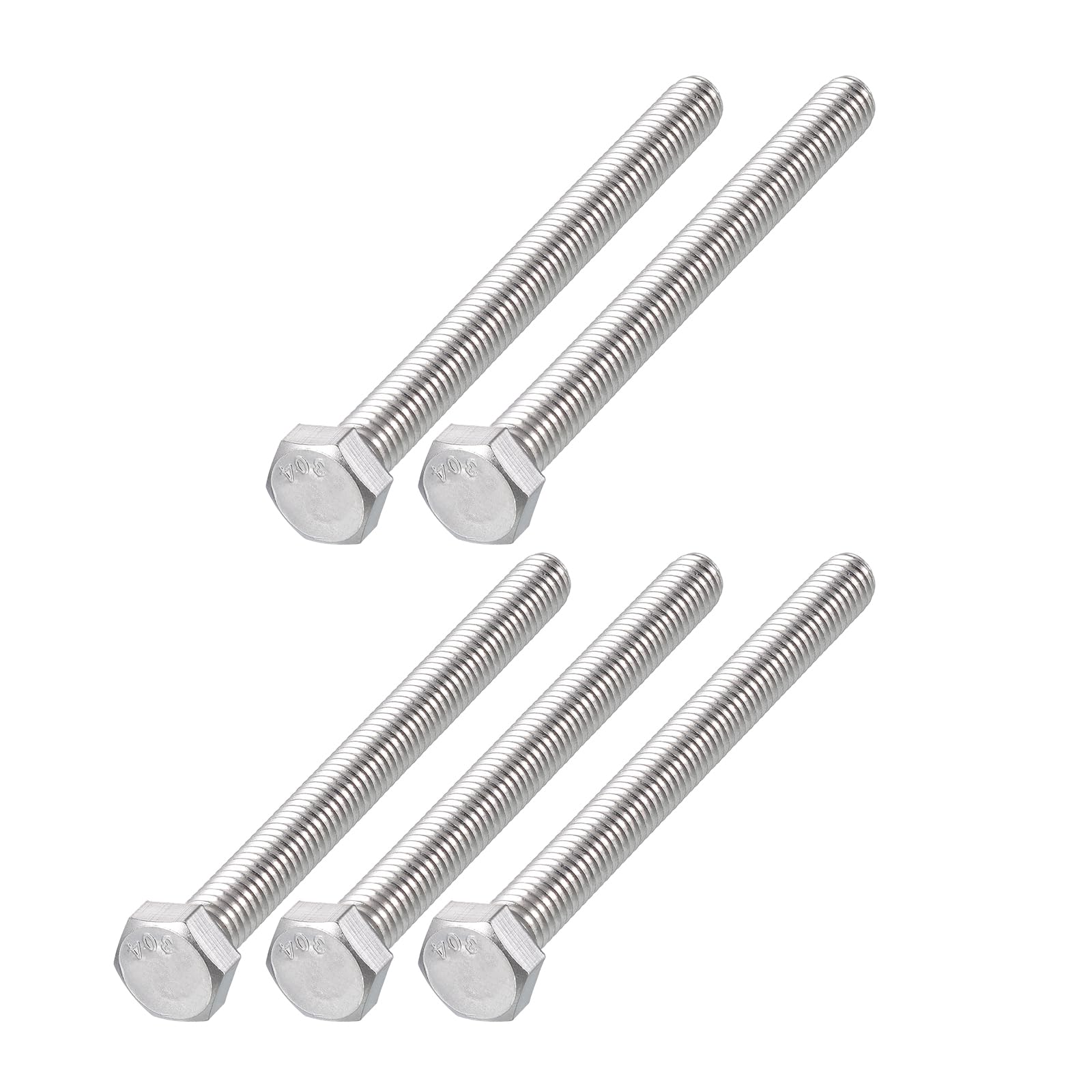 METALLIXITY Hex Head Bolts (5/16-18 x 4") 5Pcs, 304 Stainless Steel 18-8, Fully Threaded, External Hex Drive, Plain Finish, Hex Head Screw Bolt, Silver โ image 1