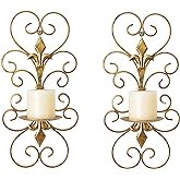 JUCONSIN Set of 2 Wall Sconces Candle Holders Metal Wall Decoration Hanging Wall Mounted Candle Sconces for Home Decor Bedroo
