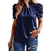 BTFBM Womens Tops 2026 Dressy Casual Blouses Summer Spring Clothes Mock Neck Short Sleeve Shirts Business Work Fall Outfits