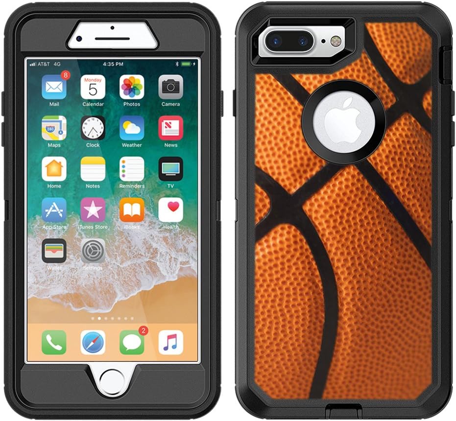 Teleskins Protective Designer Vinyl Skin Decals/Stickers Compatible with Otterbox Defender iPhone 8 Plus/iPhone 7 Plus Case - Basketball Design Patterns - only Skins and not Case
