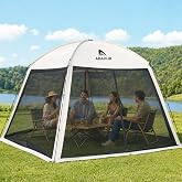 Abahub Portable Screen House Tent for 4-6 Person, 9.8x9.8x6.7 ft, Khaki | Screen Room Gazebo, Manual Setup Canopy,Camping Backyard Patio,Breathable High-Density Mesh,Full Enclosure Protection