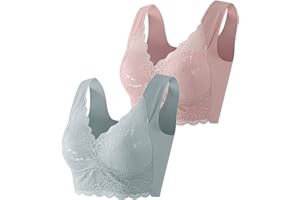 Lastesso 2Pack Bralettes for Women with Support Wireless Plus Size Sexy Everyday Bras Full-Coverage Padded T-Shirt Bra