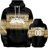 Kcivooh Customized Football Hoodie Personalized City Gradient Sweatshirt Custom Design Name Number Gift for Men Women Youth