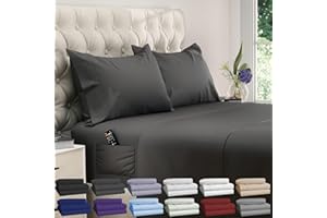DREAMCARE King Size Bed Sheets - 4 Piece Deep Pocket King Sheets Set - Up to 21in Luxury Hotel Bedding Sets - Draps Lit King 