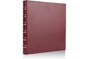 LETVPVOW Vintage 3 Ring Binder, Leather Binder 3 Ring 1 Inch, Officiant Binder 1 Inch D Ring, Three Ring Binder fits 8.5 x 11 US Letter Size - Dark Red