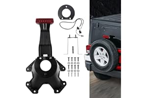DKMGHT Spare Tire Holder Mounting Bracket Tire Carrier for Jeep Wrangler JK 07-18 with 3rd Third Brake Light Accessories 55397217AJ 68048581AA Aluminum Alloy Carrier Bracket(Red Lens)