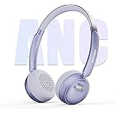Sirius Wireless Retro Headphones, Bluetooth 5.4, 70H Playtime, ANC/ENC Active Noise Cancelling Reduction On-Ear with Microphone, Throwback 80's/ 90's Design-Purple