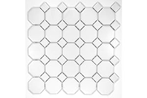 Squarefeet Depot Retro White Octagon Porcelain Floor and Wall Mosaic Tile, 11.5" x 11.5", Matte
