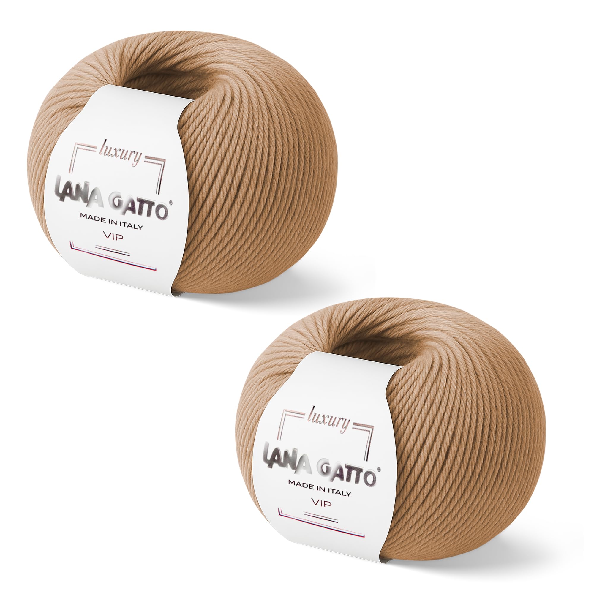 Cashmere and Extra-fine Merino Wool Knitting Balls, Lana Gatto VIP Line, 100 gr., 400 mt, (Camel, 2)