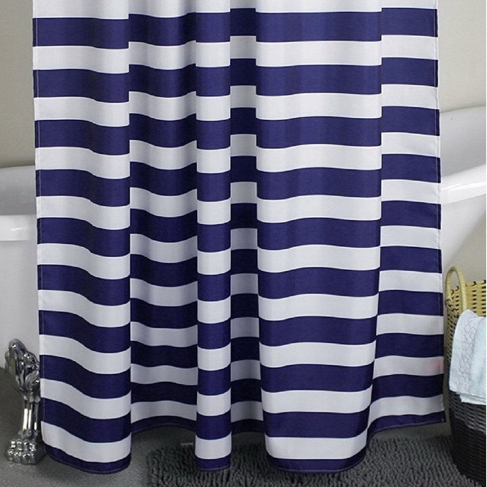 rideau de douche raye bleu