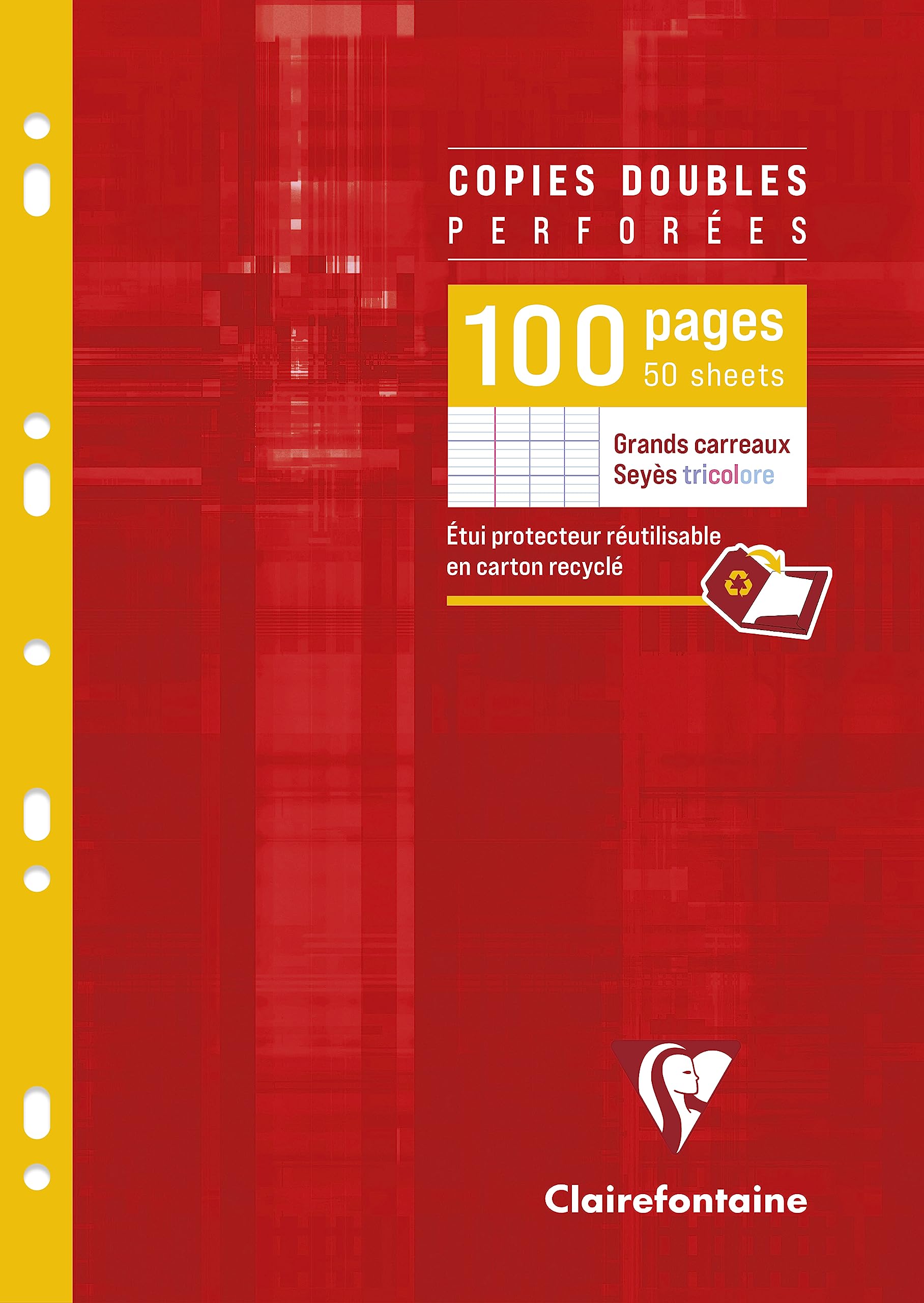 Clairefontaine 4721C - One Perforated Double Sheet Case - Dimensions: A4 21 cm x 29.7 cm - 100 Seyes Ruled Pages - White Vellum Paper 90 g - Reusable Case — image 1