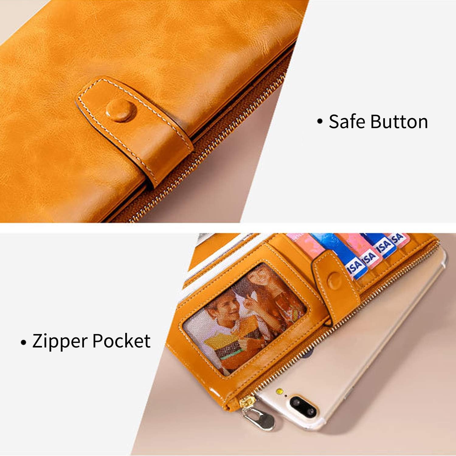 FANDARE Women's Wallet Purse with RFID Blocking Men Leather Clutches Evening Handbags Bifold Wallet Card Cases Holders & Money Organizers Waterproof Wallet for Party,Travel,Walking,Shopping Blue - Image 4