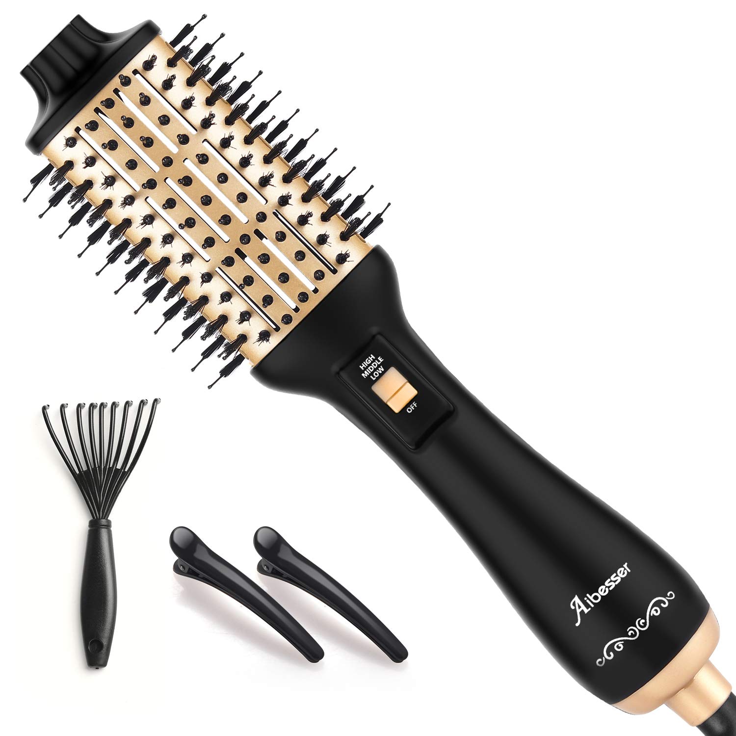 Hair Dryer Brush, Aibesser Dryer and Volumizer Hot Air Brush, Blow Dryer Brush with ION Generator, and Ceramic Coating for Anti-Frizz Fast Drying, Blowouts and Styler for All Hair Types : Beauty