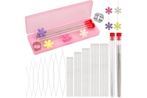 Nitlak 76 PCS Beading Needles Set, Include 60 Long Straight Beading Needles, 8 Big Eye Beading Needles, 4 Convenient Threading Devices，Needle Threaders for Jewelry Making
