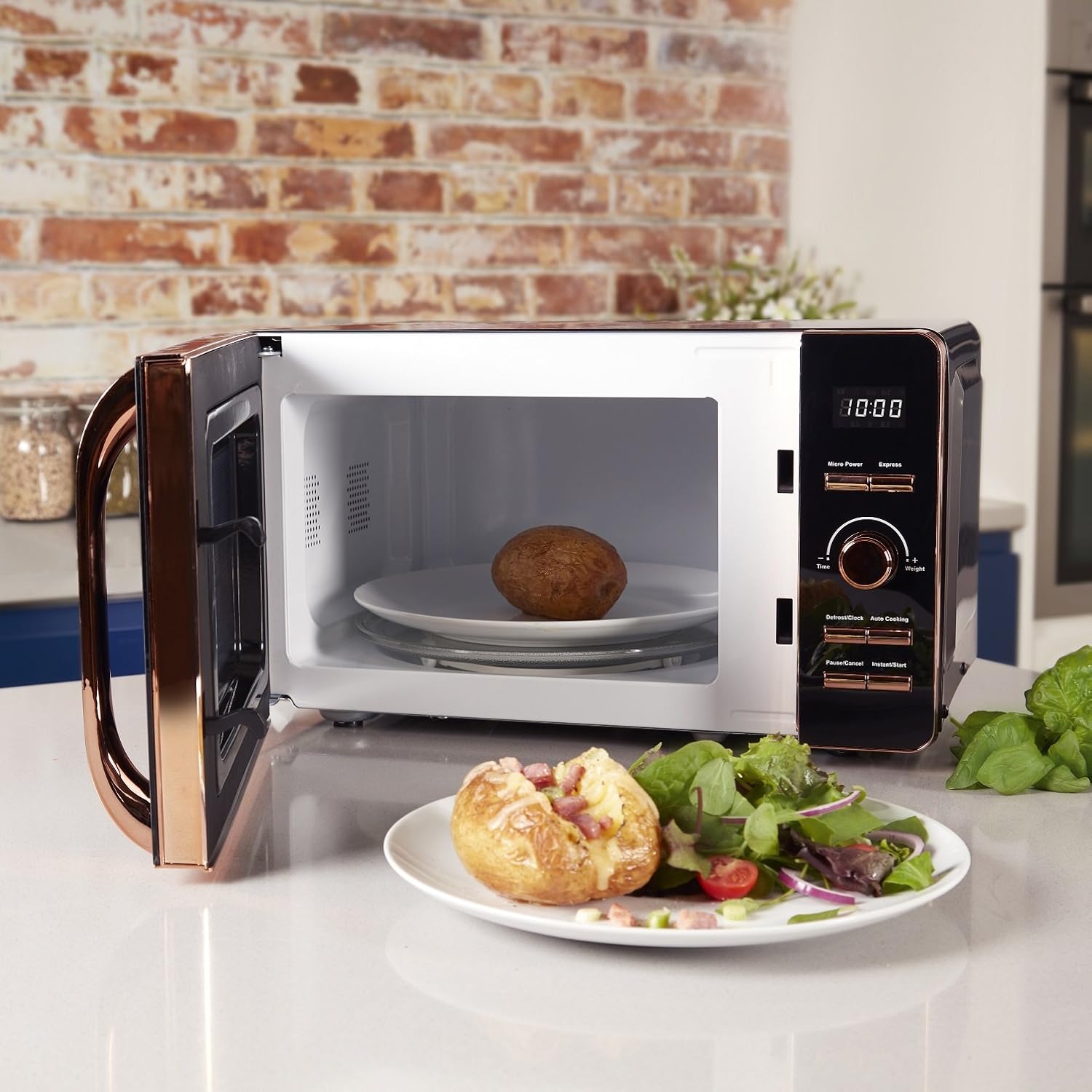 Tower Digital Microwave with 60-Minute Timer and 8 Autocook Settings, 20L, 800W Black and Rose Gold, T24021 - Image 3