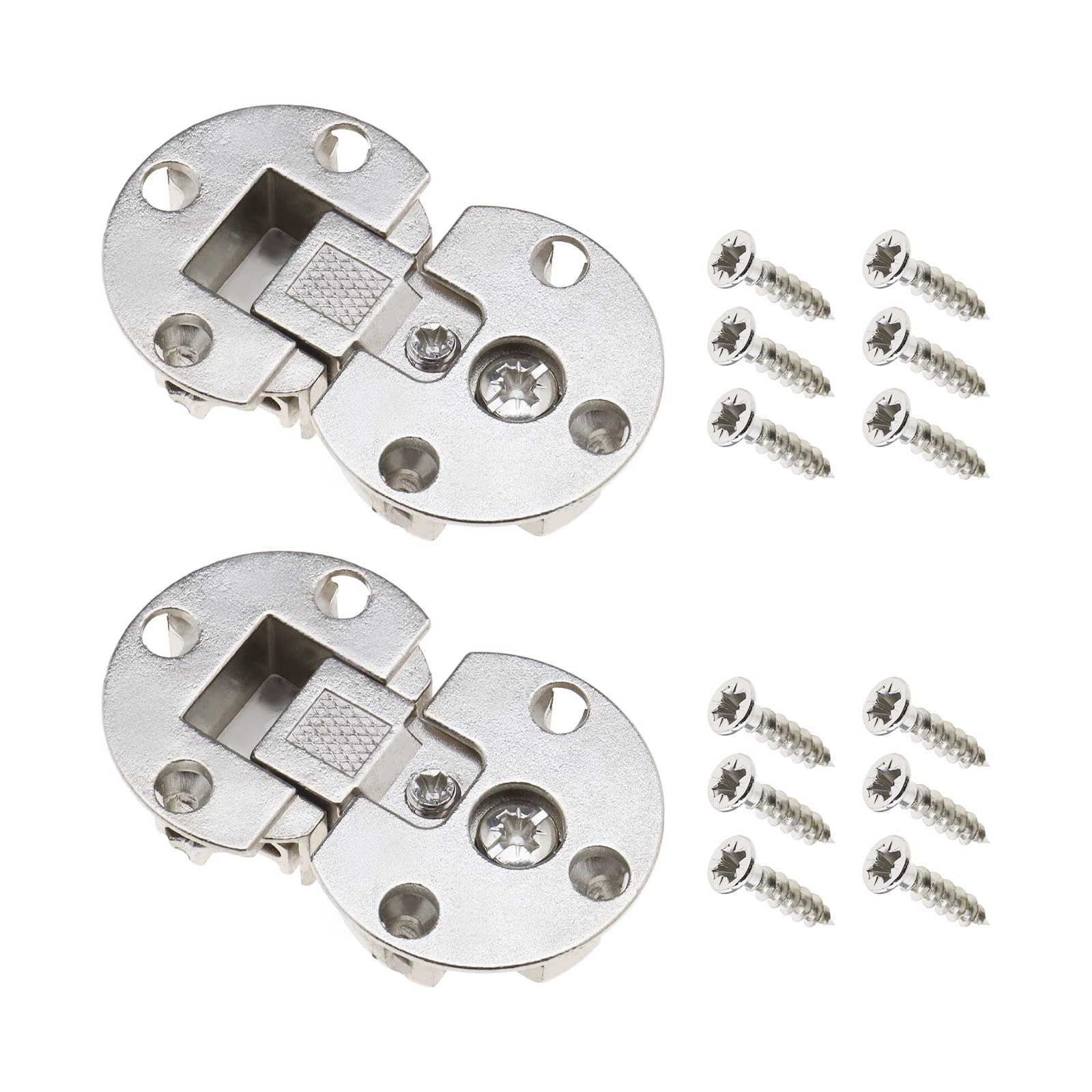 eMagTech 2PCS Semi-Circular Hinges with Fixing Screws 90 Degree Page Turning Axis Adjustable Cabinet Door Hidden Hinge Special Table Drop Down Hinge Flush Hinge