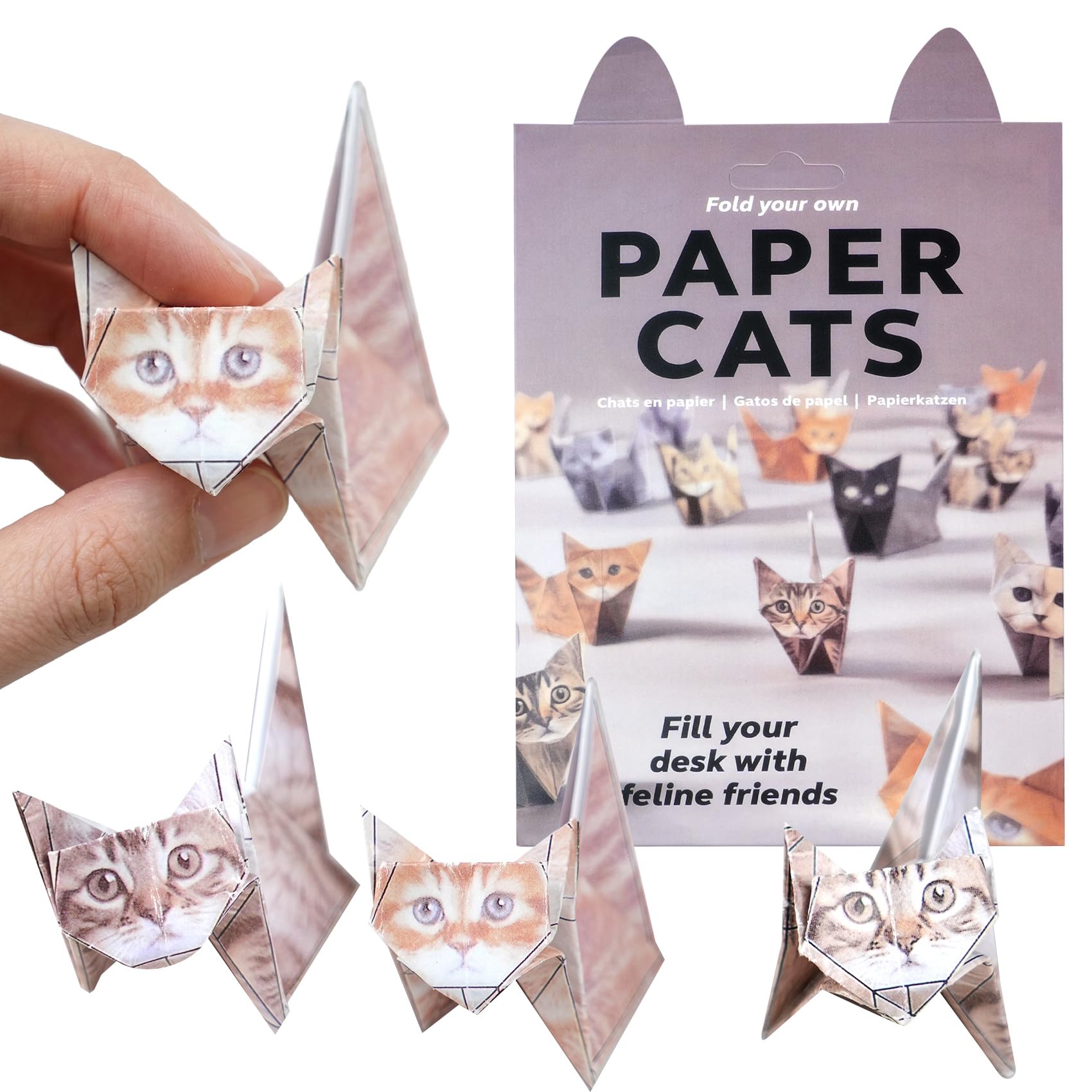 Origami cats - 50 Sheets Paper Cats Origami kit- DIY Cat Origami Paper foldable 3D Cute Cats Figures for Kids Ages 8-12, Creative Crafts for Adults - Fun Desk Decor & Gift for Cat Lovers