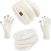 Winter Hats for Women Beanie Hat Warm Thick Knit Skull Cap Hat and Scarf Gloves Sets