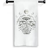 SFEDSGVHB Witchy Moon Phase Mushroom Kitchen Towels, Cottagecore Mushroom Botanical Dish Tea Towels, Mystical Celestial Enchanted Forest Decorative Hand Towel for Bathroom Kitchen, 16x24 Inch