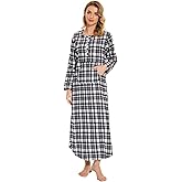 Zerbala Long Flannel Nightgown for Women Long Sleeve Plus Size