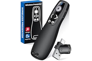 USB Type C Presentation Clicker Wireless Presenter Remote for PowerPoint, Powerpoint Clicker with Volume Control PowerPoint S