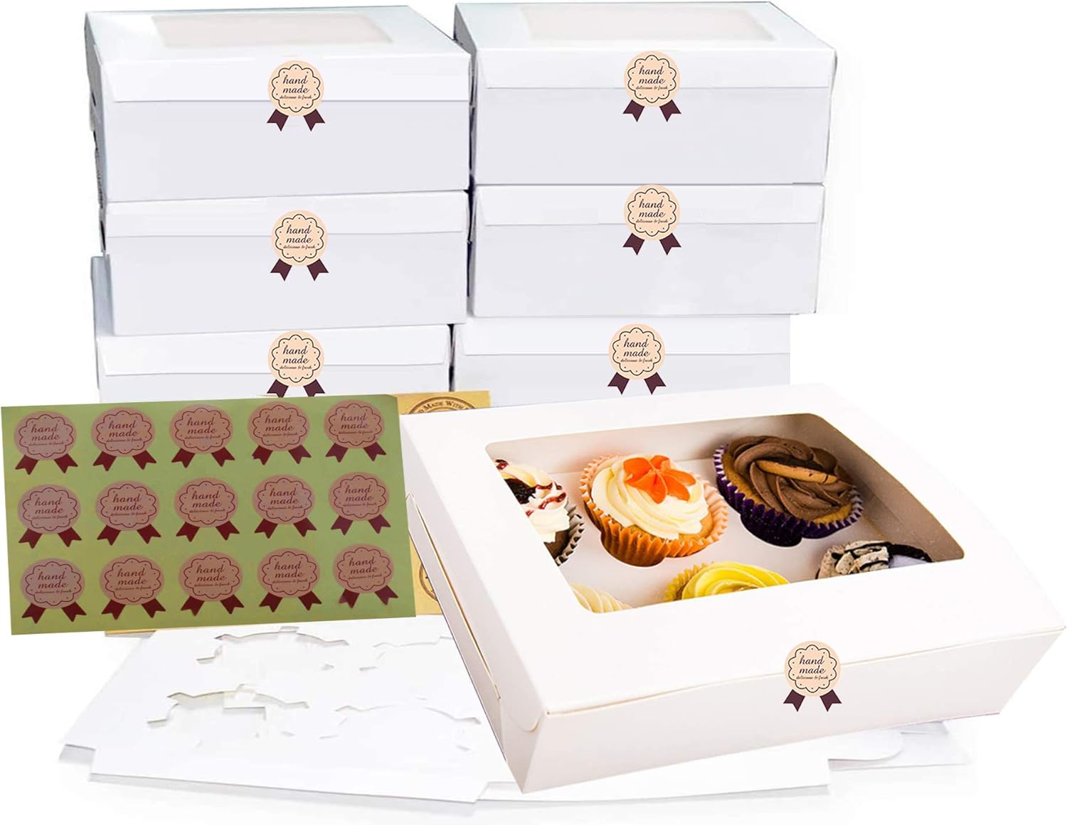 Emwel Cake Boxes Cupcake Boxes 6 12 x Cupcake Boxes 6 White Holds White Amazon.co.uk Kitchen