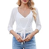 Avidlove Womens Shrug Sheer Tie Front 3/4 Sleeve Cropped Cardigan Mesh Bolero Lightweight Shrug for Dressy