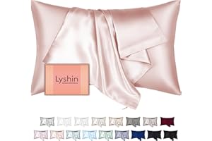 LYSHIN Mulberry Silk Pillow Cases Standard Size with Hidden Zipper, Ultra Smooth and Soft Silk Satin Pillowcase for Hair and Skin, Stocking Stuffers for Teen Girls, Gifts for Women Her Mom Sister Bestie