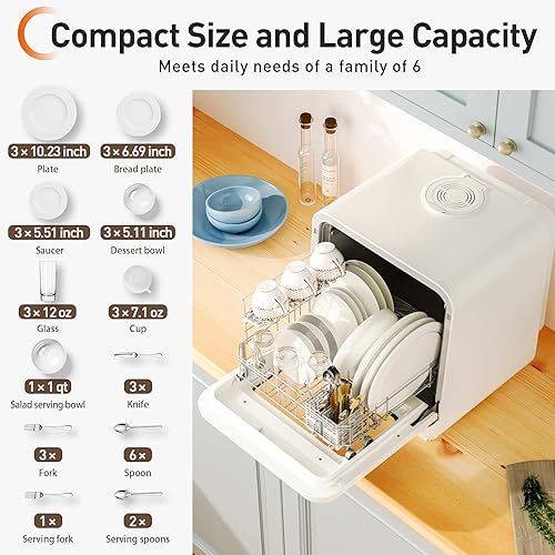 JOYOUNG Portable Countertop Dishwasher, 5L Built-in Water Tank,