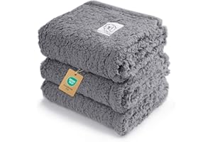 Luciphia 1 Pack 3 Blankets Fluffy Premium Fleece Pet Blanket Soft Sherpa Throw for Dog Puppy Cat Grey Large(41 * 31")