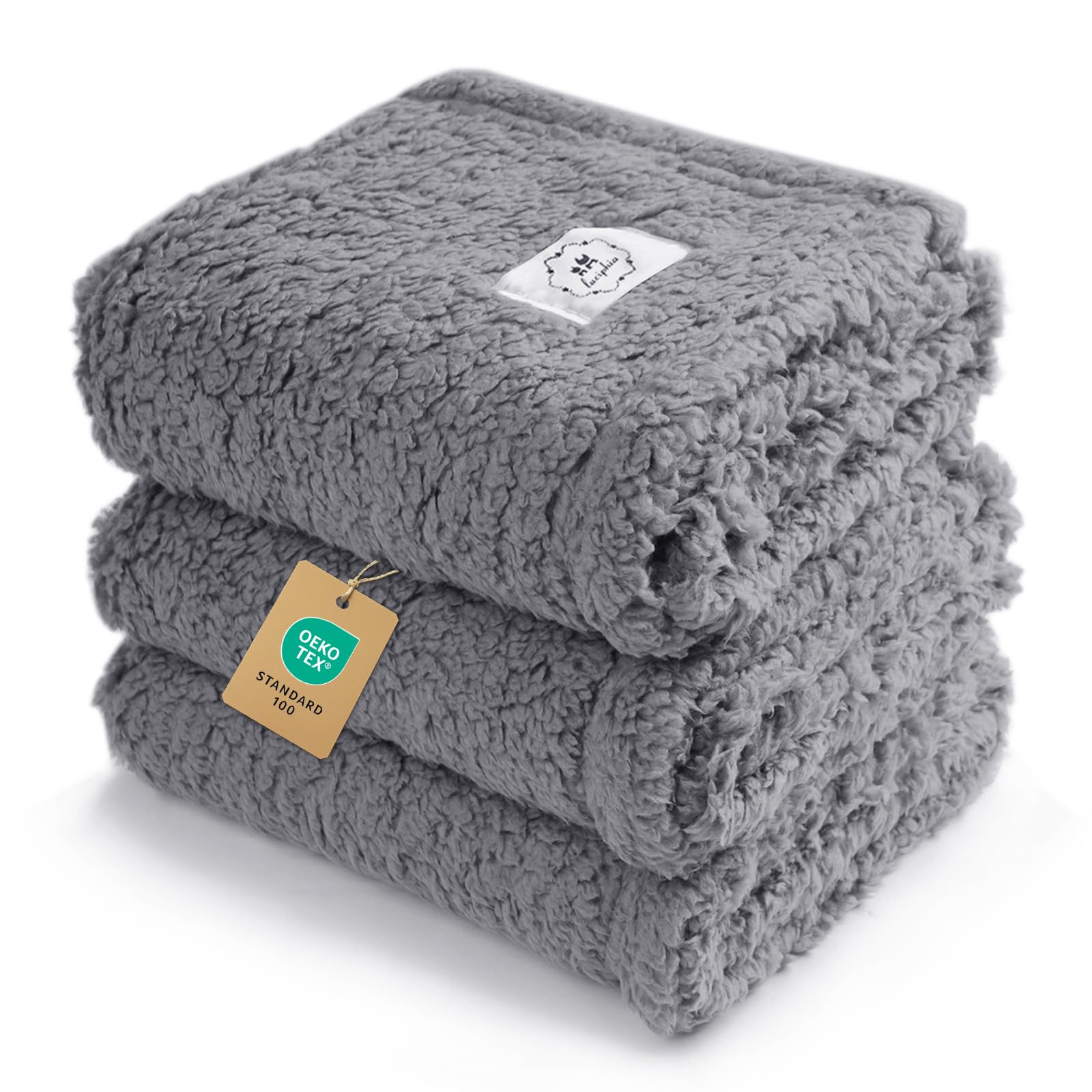 Photo 1 of 1 Pack 3 Calming Blankets Fluffy Premium Fleece Pet Blanket Soft Sherpa Throw for Dog Puppy Cat Grey Large (41" x31'')