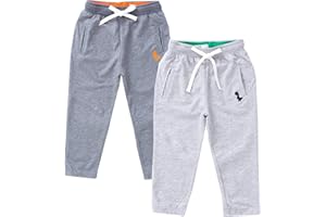 IjnUhb Baby Boy's 2-Pack Pants, Toddler Cotton Pull on Jogger, Kids Dinosaur Drawstring Elastic Sweatpants