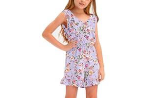 BesserBay Big Girls Summer Sleeveless Romper Ruffle Trim Casual Jumpsuit 4-14 Years